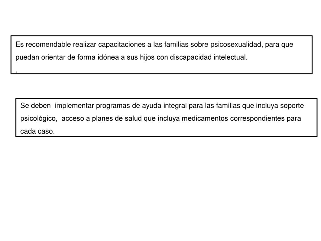 Es recomendable realizar capacitaciones a las familias sobre psicosexualidad, para que puedan orientar de forma idónea a sus hijos con discapacidad intelectual.