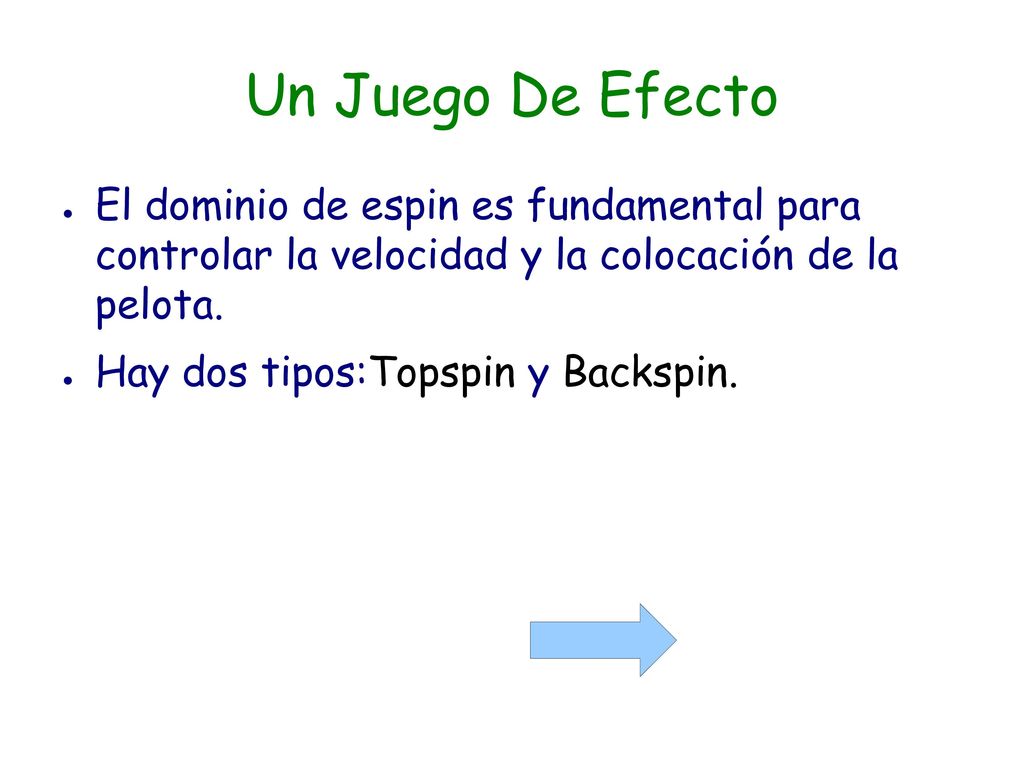 Un Juego De Efecto El dominio de espin es fundamental para controlar la velocidad y la colocación de la pelota.
