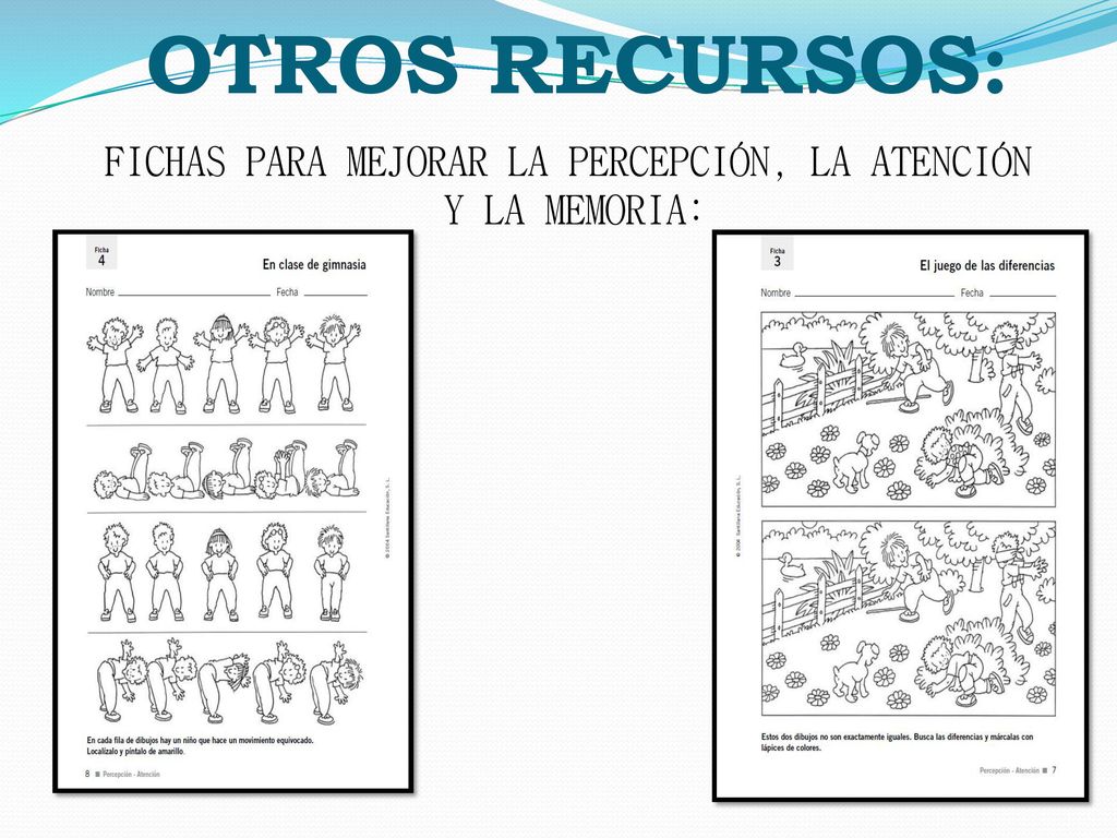 FICHAS PARA MEJORAR LA PERCEPCIÓN, LA ATENCIÓN Y LA MEMORIA: