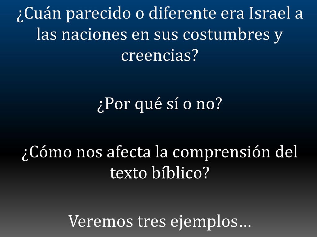 ¿Cuán parecido o diferente era Israel a las naciones en sus costumbres y creencias.