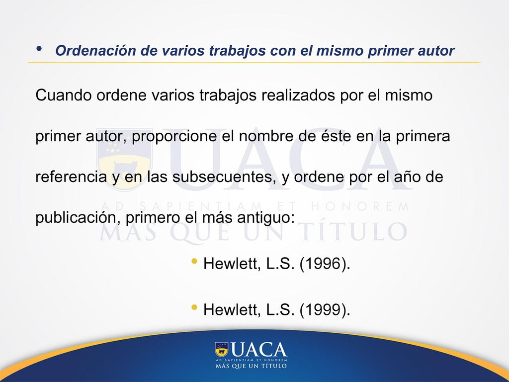 Ordenación de varios trabajos con el mismo primer autor