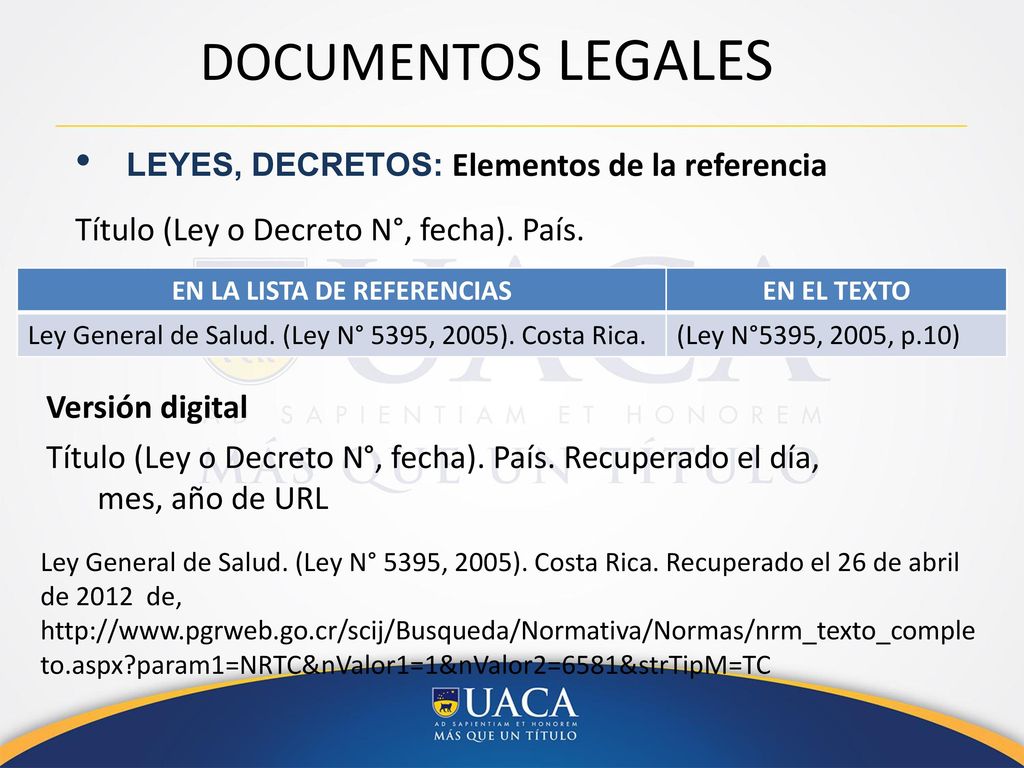 EN LA LISTA DE REFERENCIAS