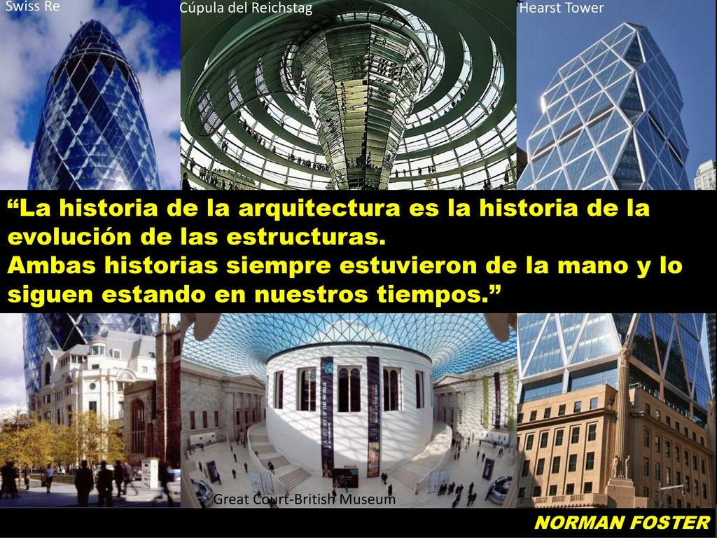 Swiss Re Cúpula del Reichstag. Hearst Tower. La historia de la arquitectura es la historia de la evolución de las estructuras.