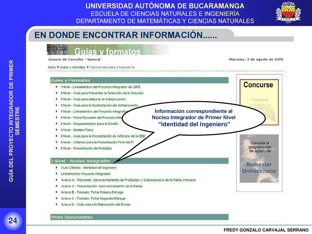 Información correspondiente al Núcleo Integrador de Primer Nivel