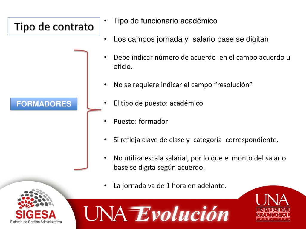 Tipo de contrato Tipo de funcionario académico