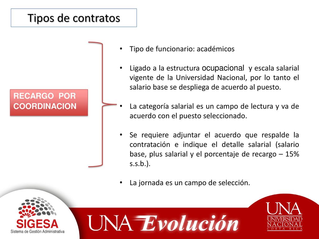 Tipos de contratos Tipo de funcionario: académicos