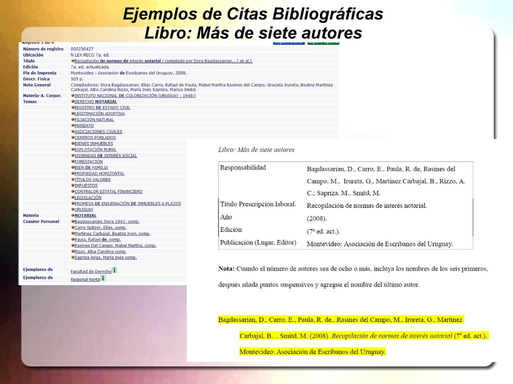 Ejemplos de Citas Bibliográficas Libro: Más de siete autores