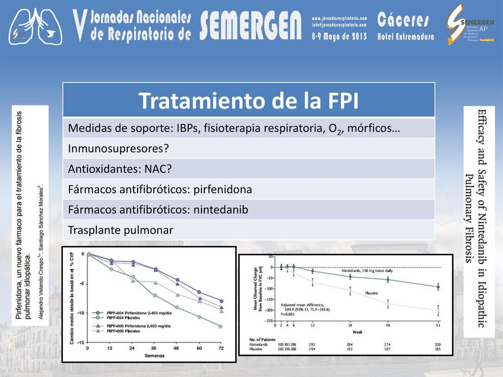 Tratamiento de la FPI Medidas de soporte: IBPs, fisioterapia respiratoria, O2, mórficos… Inmunosupresores