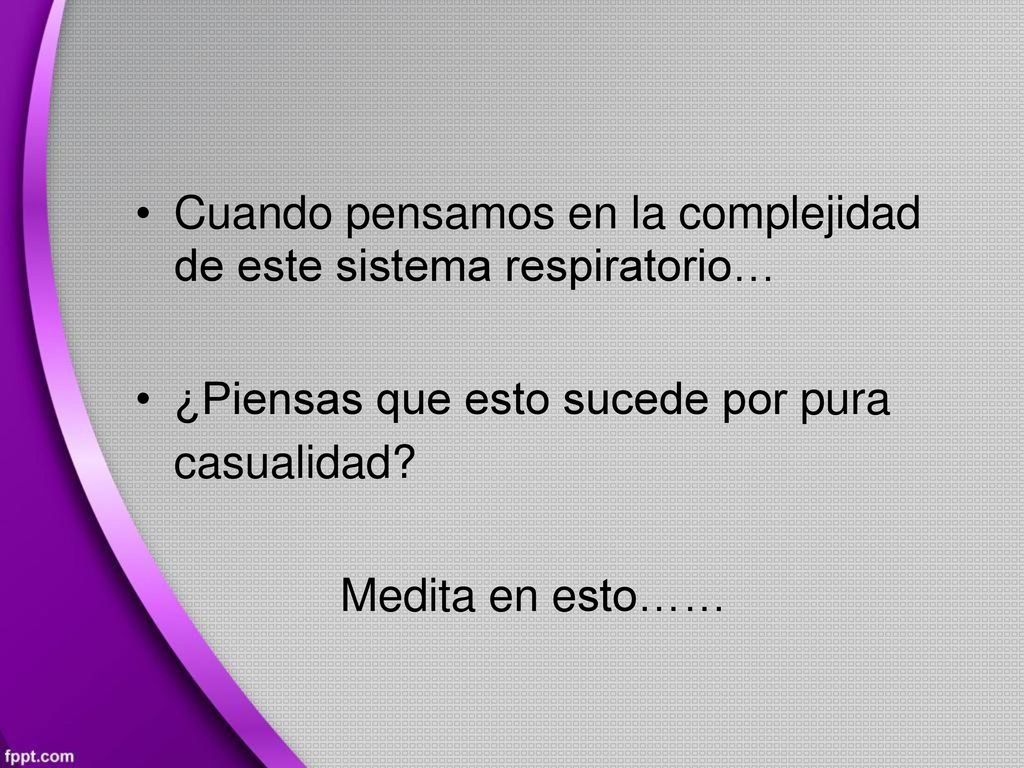 • Cuando pensamos en la complejidad. de este sistema respiratorio… • ¿Piensas que esto sucede por.