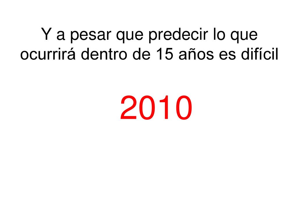 Y a pesar que predecir lo que ocurrirá dentro de 15 años es difícil