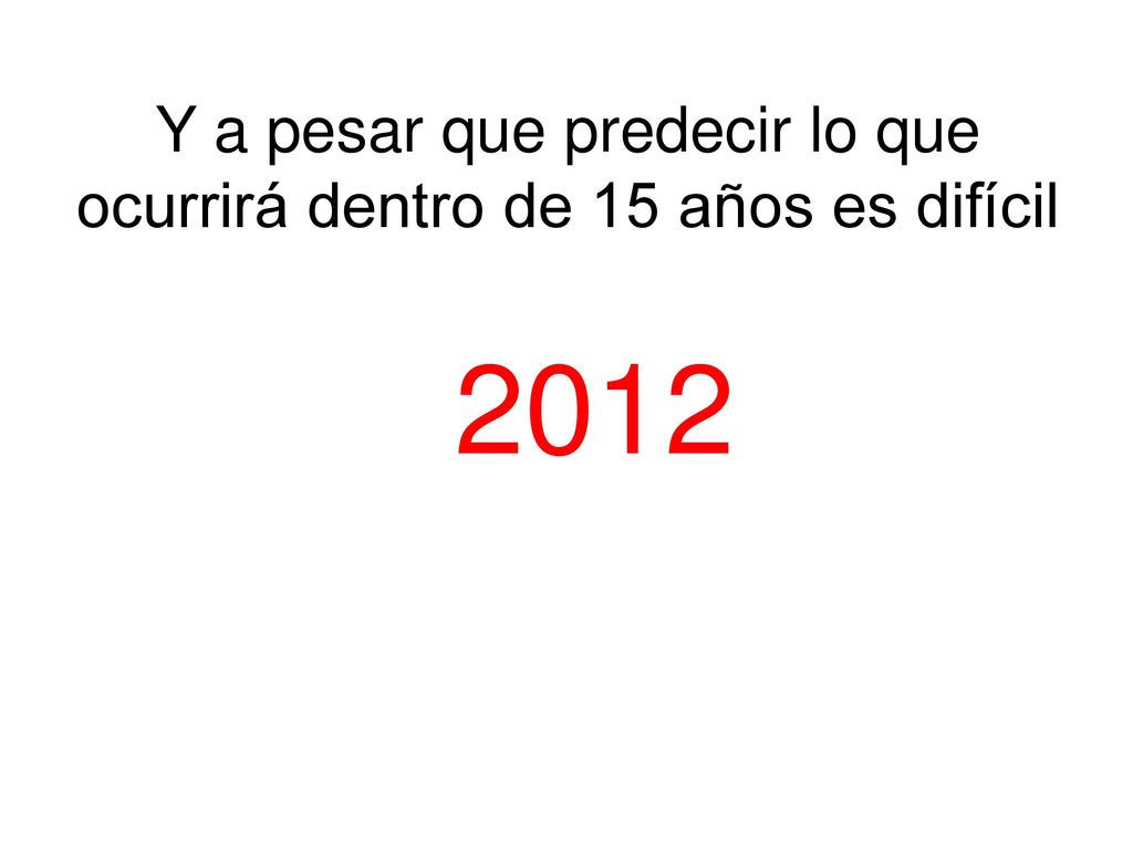 Y a pesar que predecir lo que ocurrirá dentro de 15 años es difícil