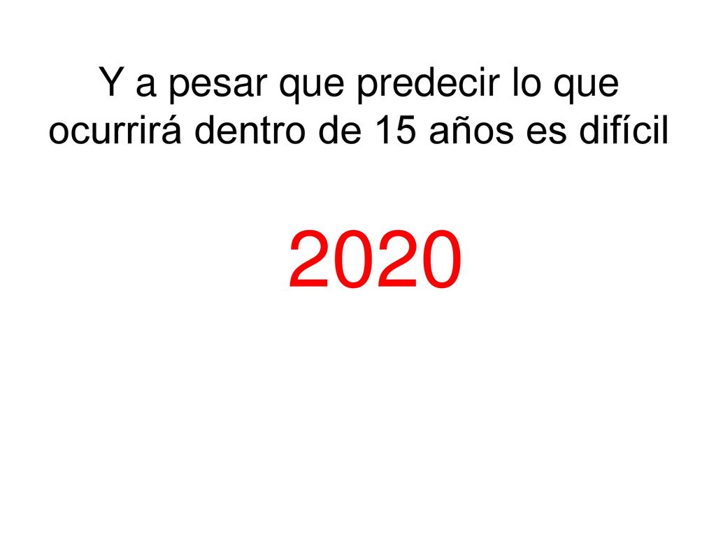 Y a pesar que predecir lo que ocurrirá dentro de 15 años es difícil