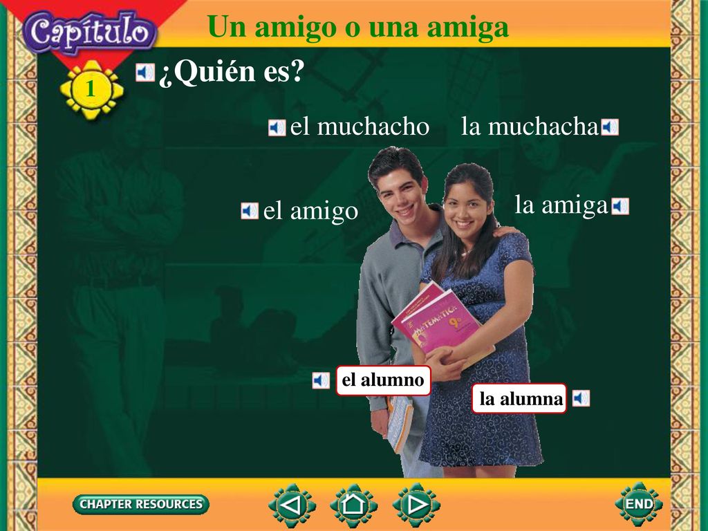Un amigo o una amiga ¿Quién es el muchacho la muchacha la amiga