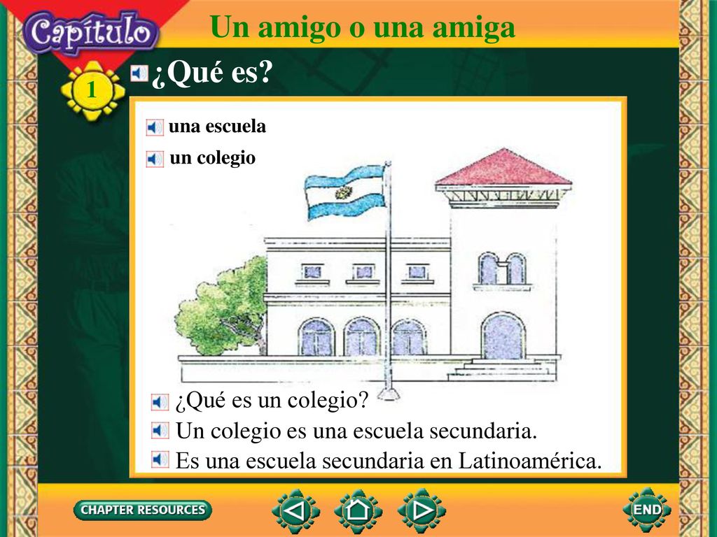 Un amigo o una amiga ¿Qué es 1 ¿Qué es un colegio