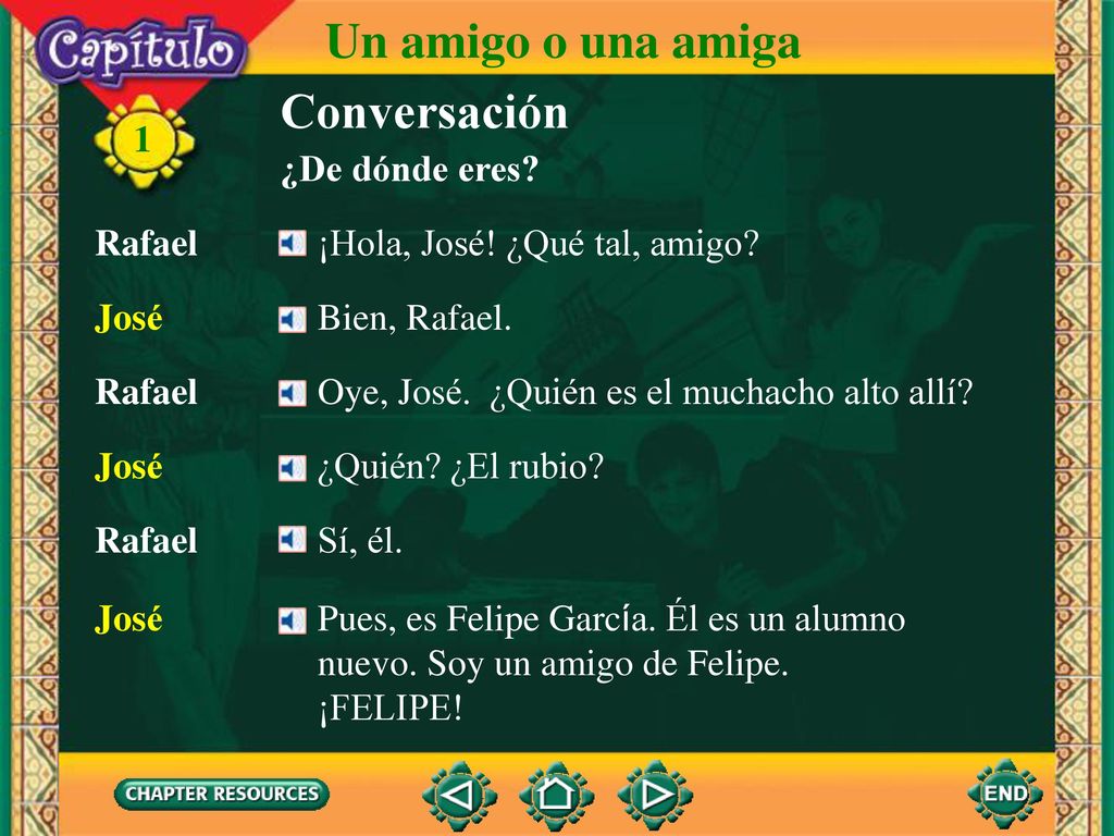 Un amigo o una amiga Conversación 1 ¿De dónde eres