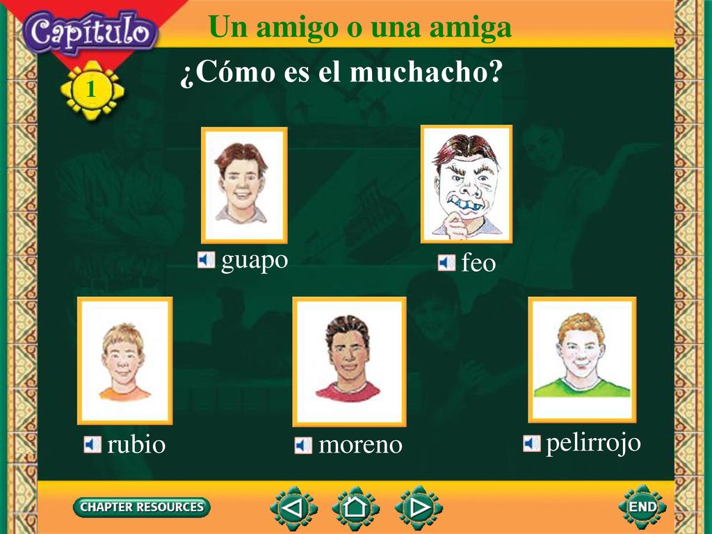 Un amigo o una amiga ¿Cómo es el muchacho guapo feo rubio moreno