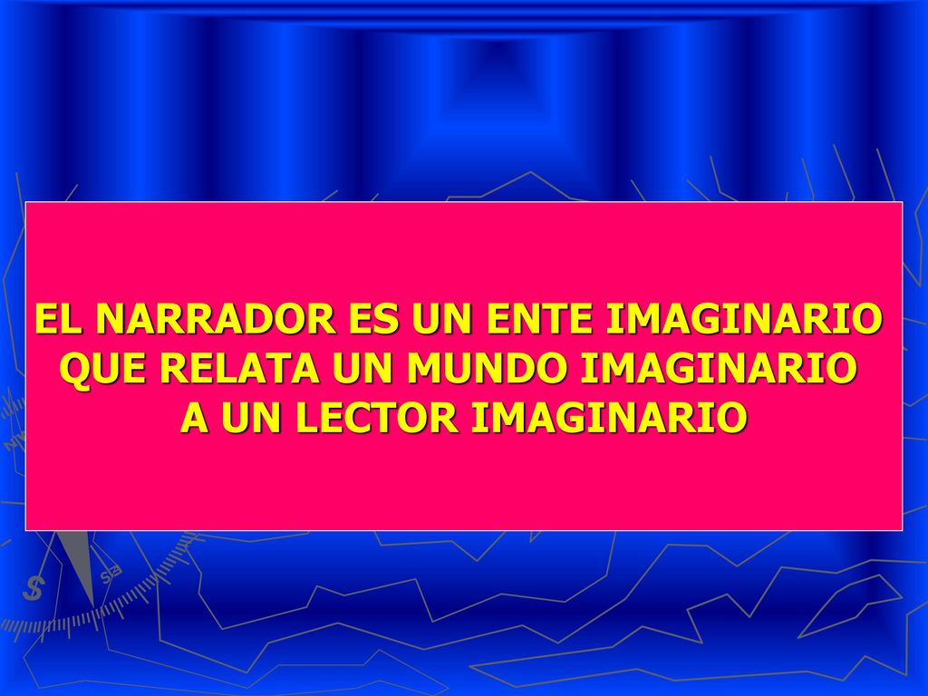 EL NARRADOR ES UN ENTE IMAGINARIO QUE RELATA UN MUNDO IMAGINARIO