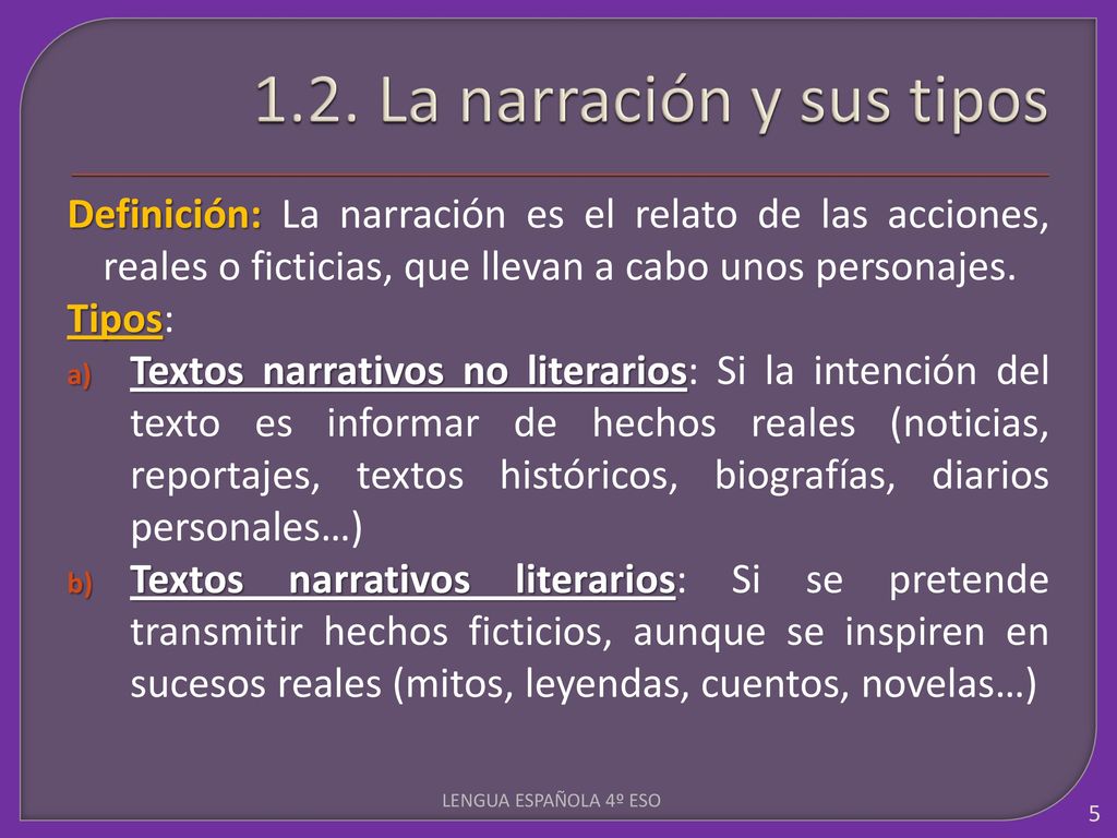 1.2. La narración y sus tipos