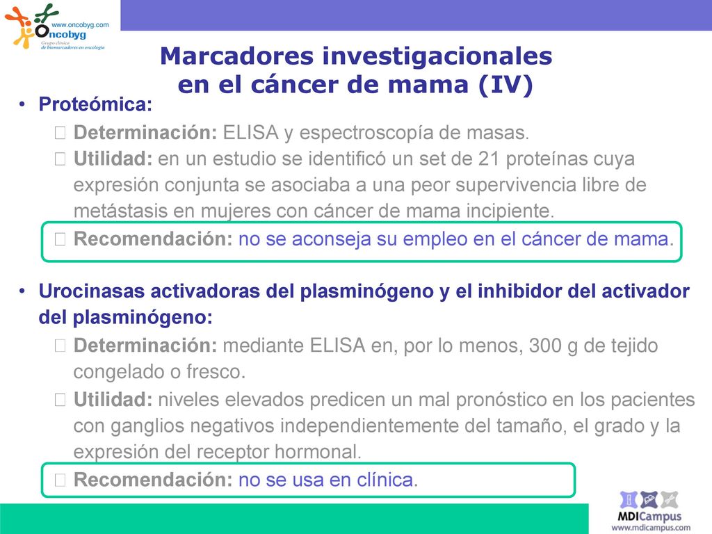 Marcadores investigacionales en el cáncer de mama (IV)