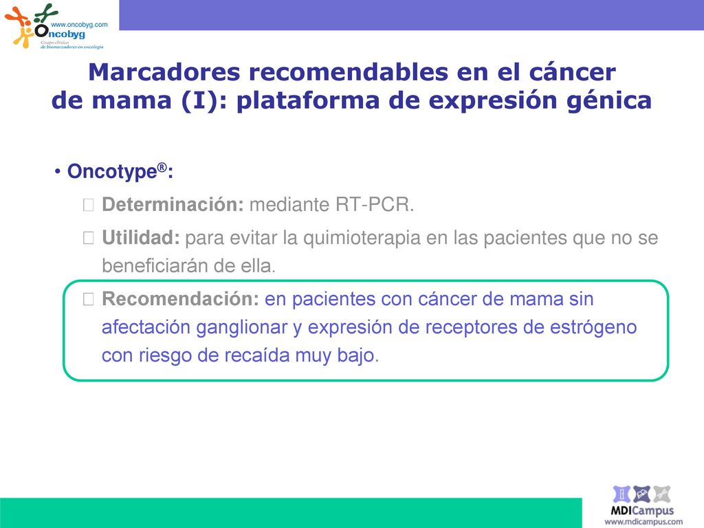Marcadores recomendables en el cáncer de mama (I): plataforma de expresión génica.