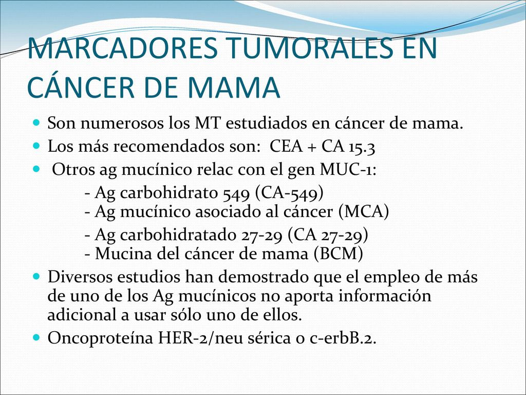 MARCADORES TUMORALES EN CÁNCER DE MAMA