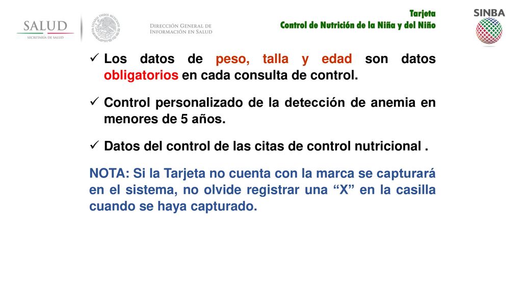 Control personalizado de la detección de anemia en menores de 5 años.