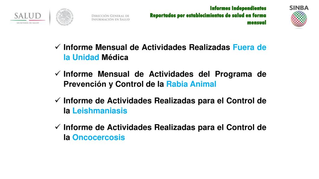 Informe Mensual de Actividades Realizadas Fuera de la Unidad Médica