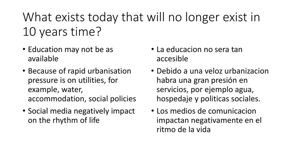 What exists today that will no longer exist in 10 years time