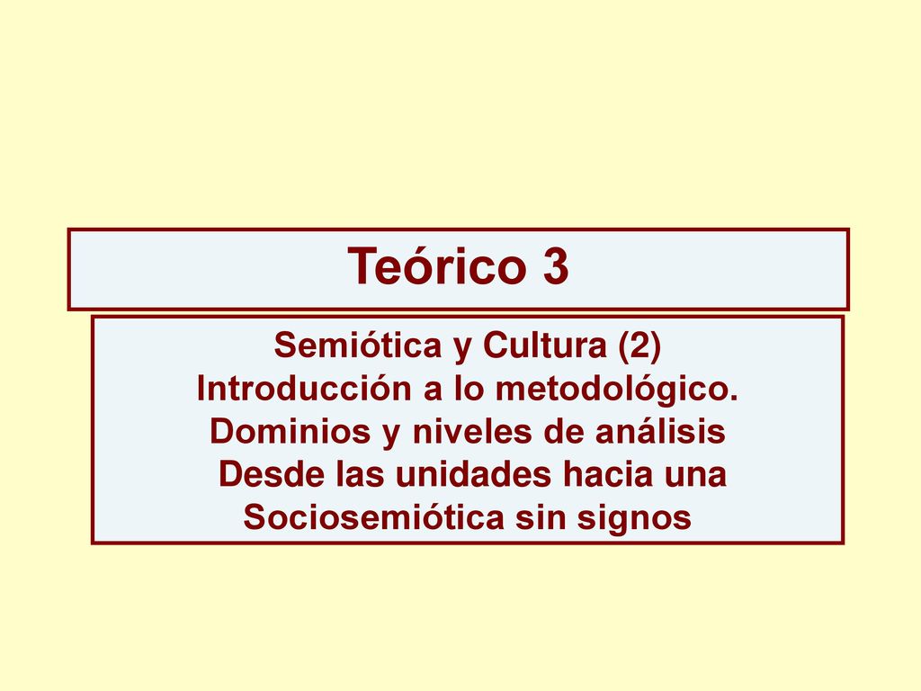Teórico 3 Semiótica y Cultura (2) Introducción a lo metodológico.