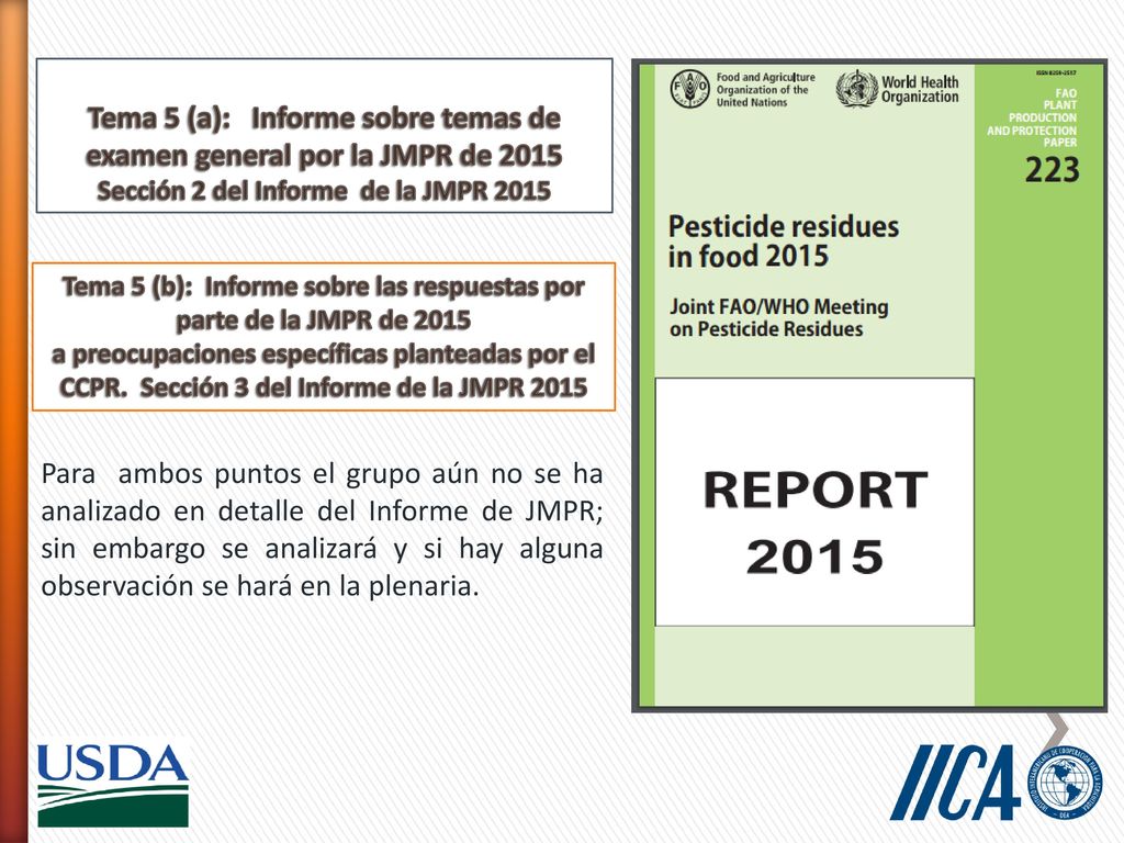 Tema 5 (b): Informe sobre las respuestas por parte de la JMPR de 2015