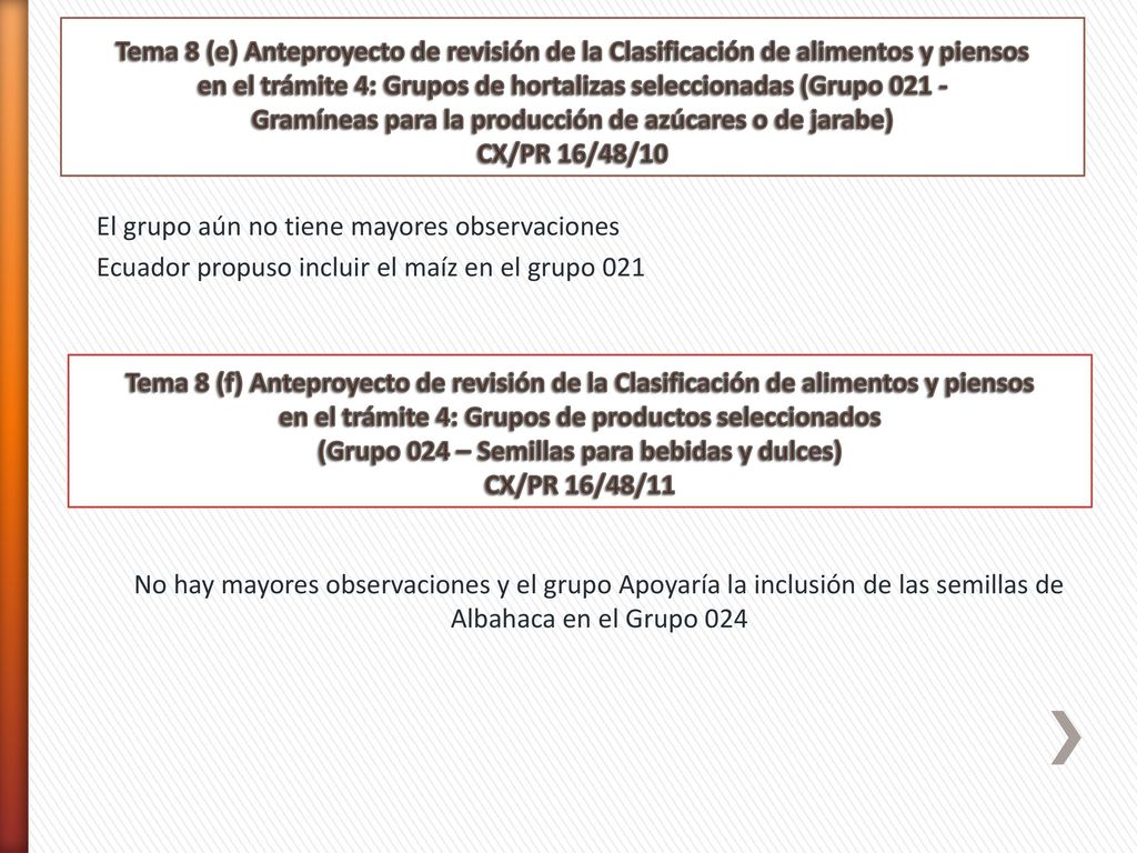 en el trámite 4: Grupos de hortalizas seleccionadas (Grupo