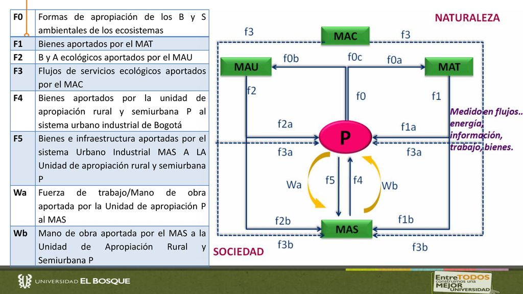 F0 Formas de apropiación de los B y S ambientales de los ecosistemas. F1. Bienes aportados por el MAT.