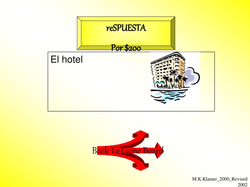 reSPUESTA Por $200 Back To Game Board El hotel