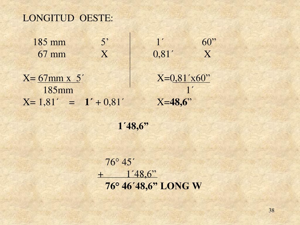 LONGITUD OESTE: 185 mm 5’ 1´ mm X 0,81´ X.