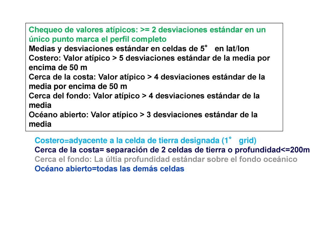 Chequeo de valores atípicos: >= 2 desviaciones estándar en un único punto marca el perfil completo