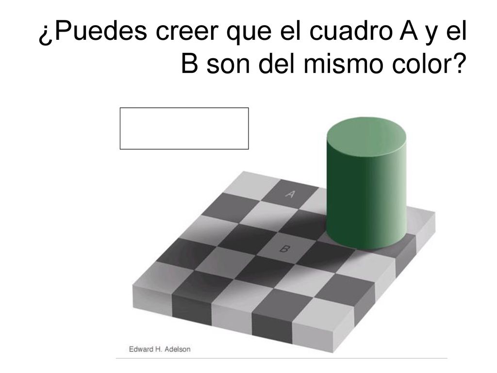 ¿Puedes creer que el cuadro A y el B son del mismo color