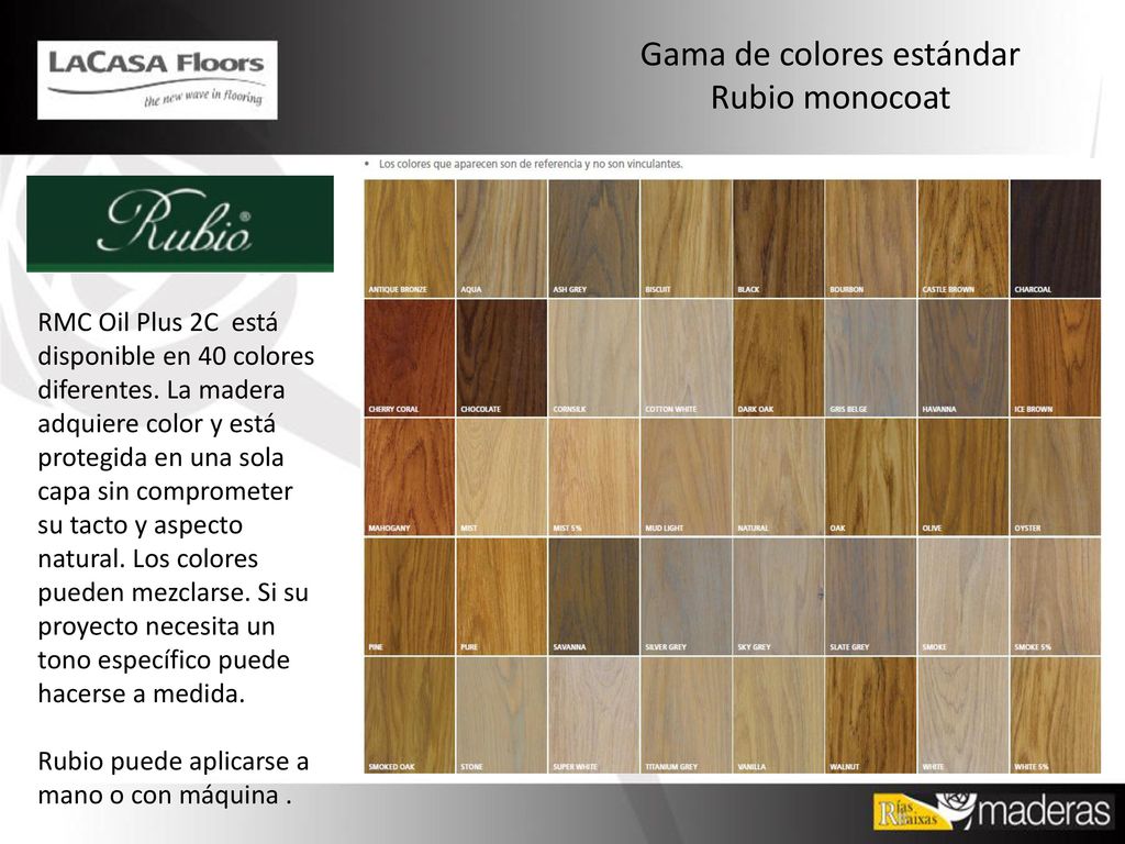 Gama de colores estándar Rubio monocoat