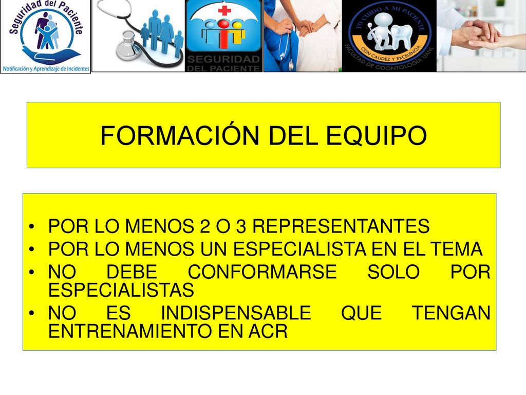 FORMACIÓN DEL EQUIPO POR LO MENOS 2 O 3 REPRESENTANTES