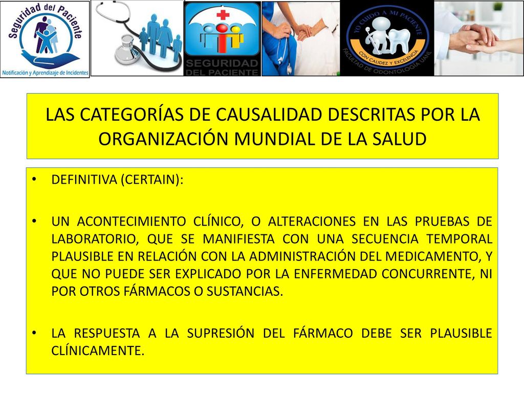 LAS CATEGORÍAS DE CAUSALIDAD DESCRITAS POR LA ORGANIZACIÓN MUNDIAL DE LA SALUD