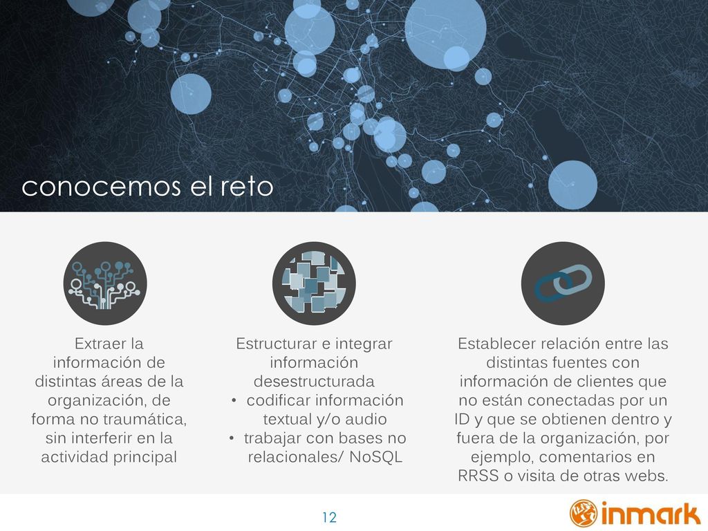 conocemos el reto Extraer la información de distintas áreas de la organización, de forma no traumática, sin interferir en la actividad principal.