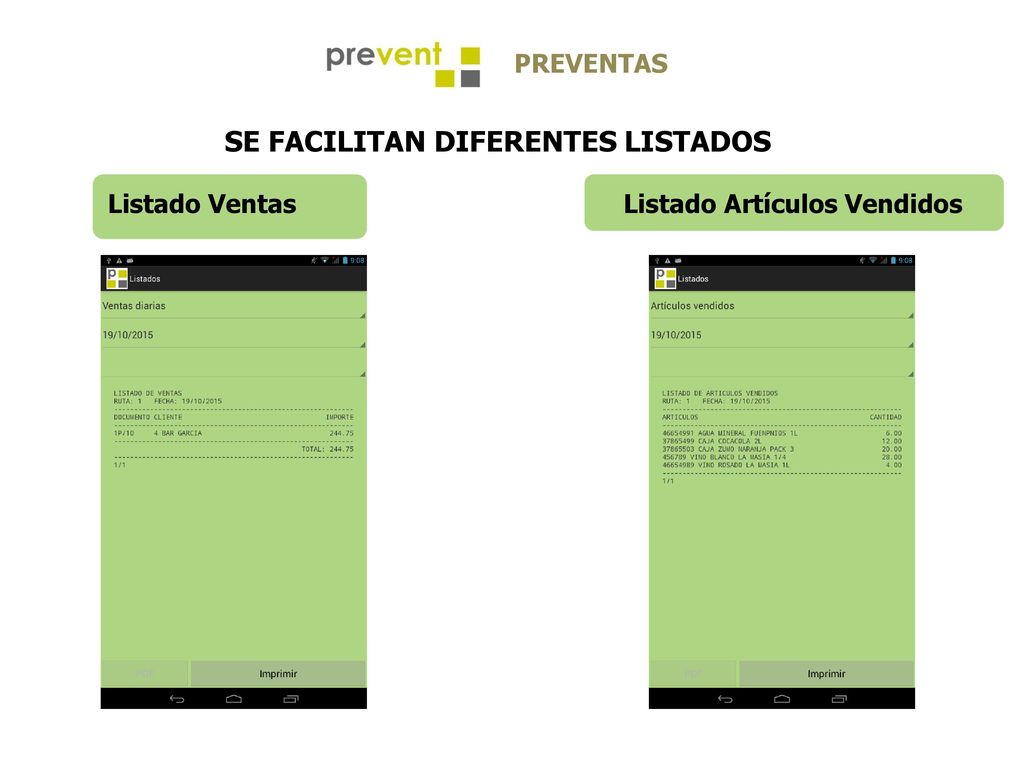 SE FACILITAN DIFERENTES LISTADOS