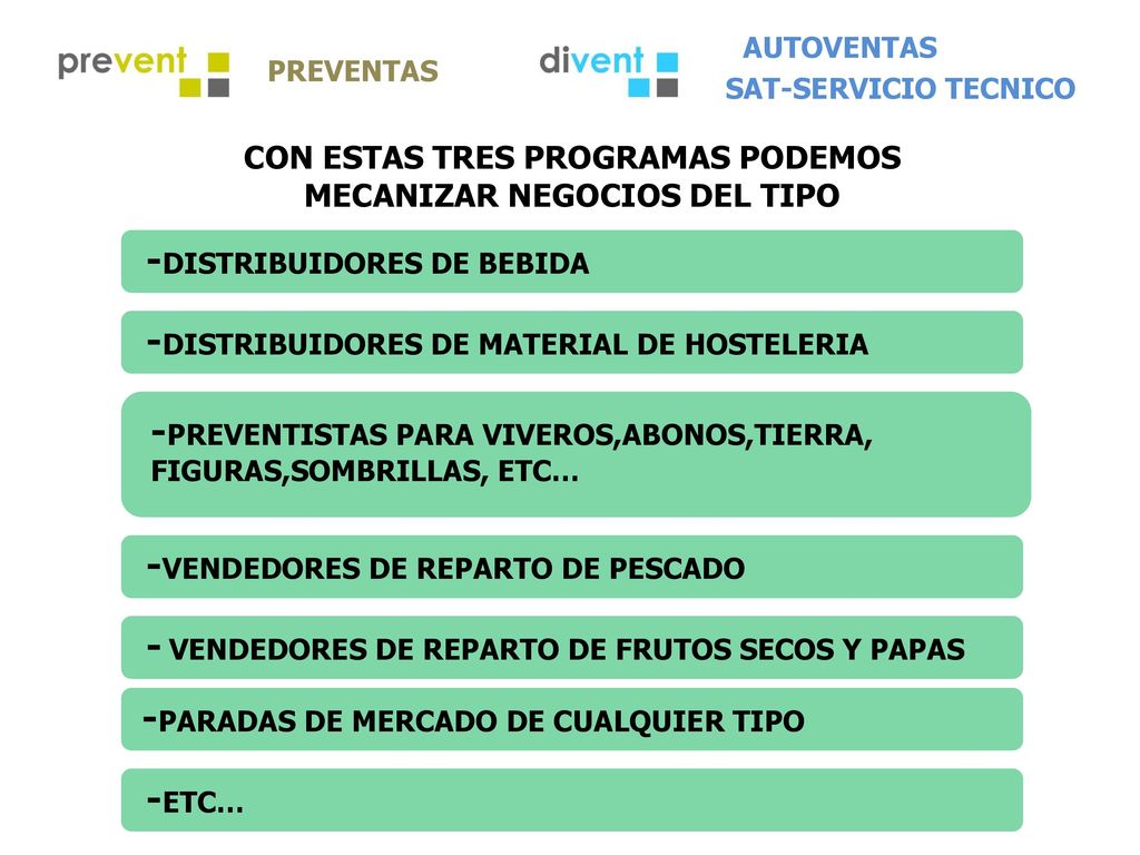 CON ESTAS TRES PROGRAMAS PODEMOS MECANIZAR NEGOCIOS DEL TIPO