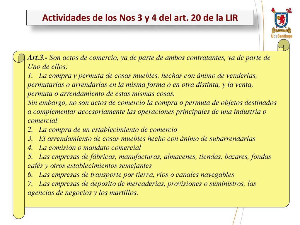Actividades de los Nos 3 y 4 del art. 20 de la LIR