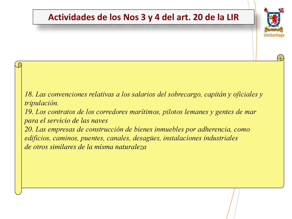 Actividades de los Nos 3 y 4 del art. 20 de la LIR