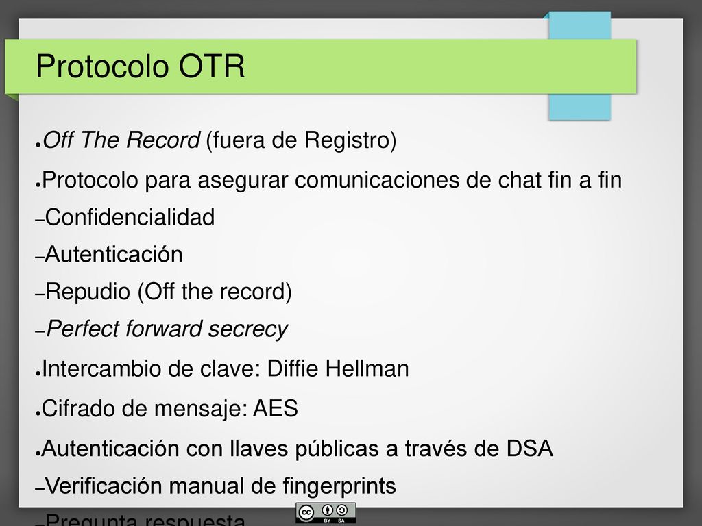 Protocolo OTR Off The Record (fuera de Registro)