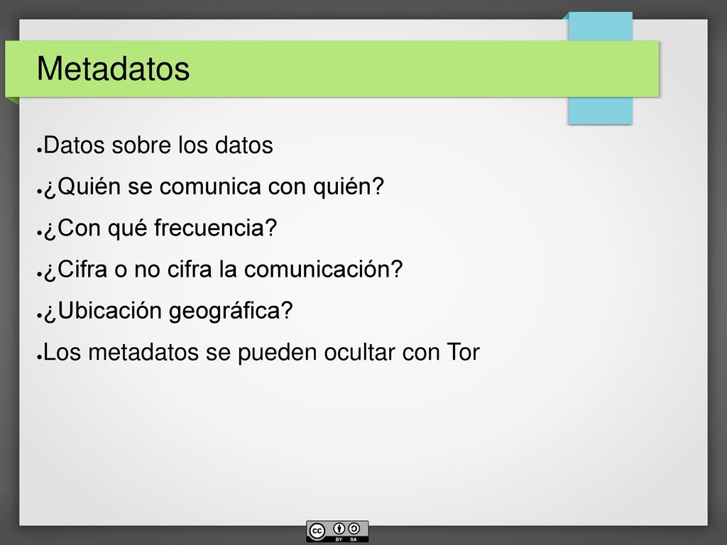 Metadatos Datos sobre los datos ¿Quién se comunica con quién