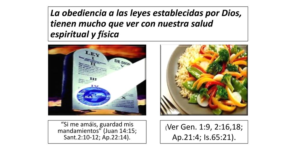 La obediencia a las leyes establecidas por Dios, tienen mucho que ver con nuestra salud espiritual y física