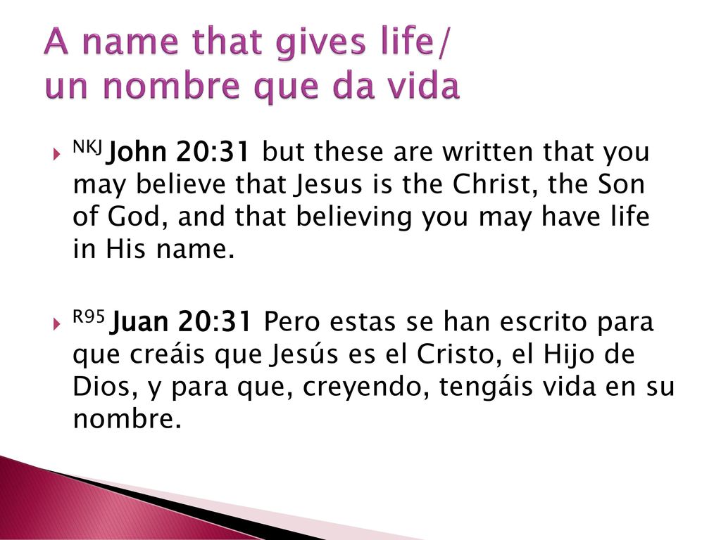 A name that gives life/ un nombre que da vida