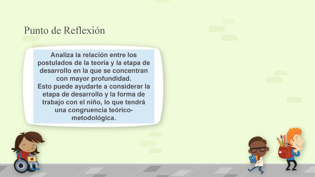 Punto de Reflexión Analiza la relación entre los postulados de la teoría y la etapa de desarrollo en la que se concentran con mayor profundidad.