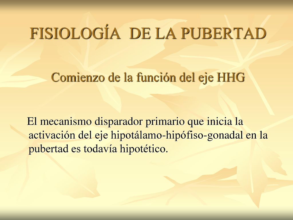 FISIOLOGÍA DE LA PUBERTAD Comienzo de la función del eje HHG